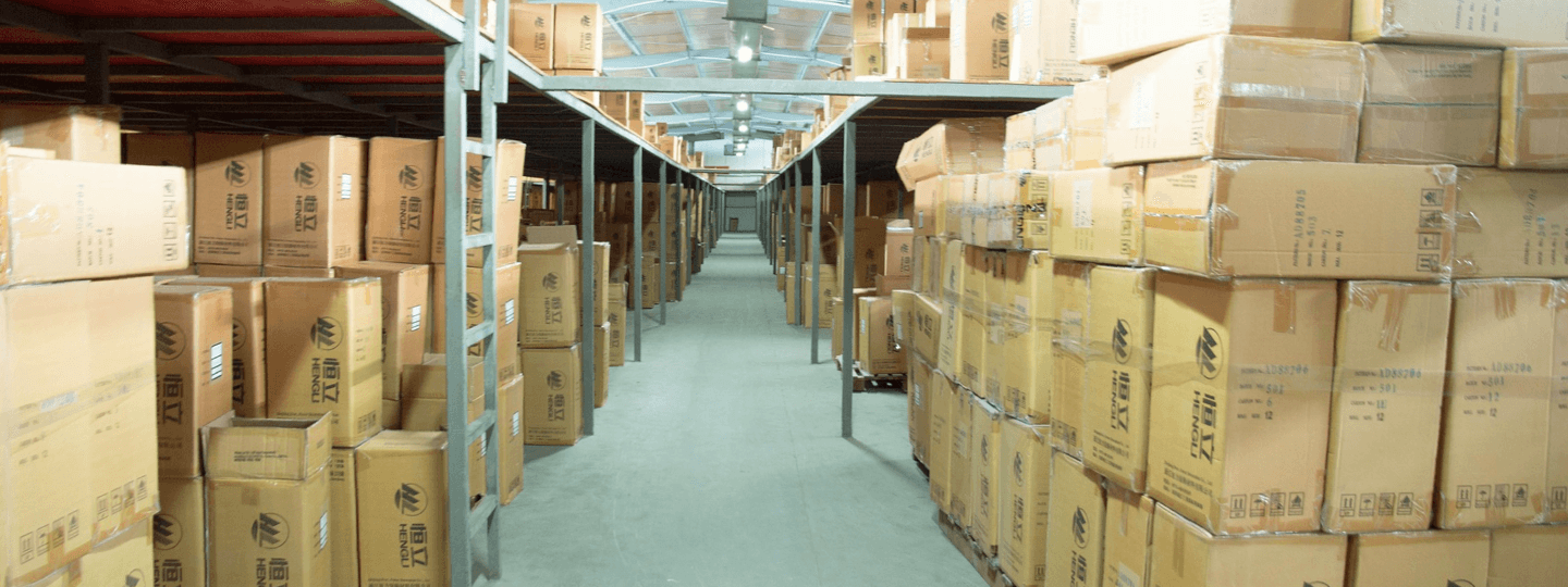 A warehouse full of stacked boxes