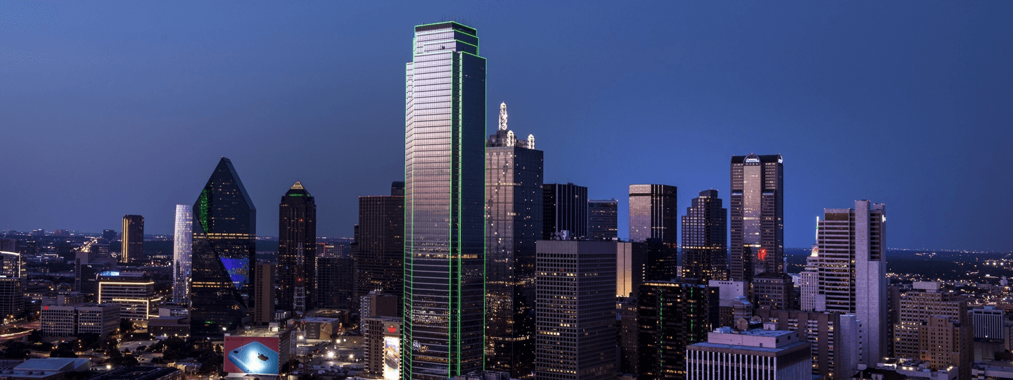 Evening view of the Dallas skyline