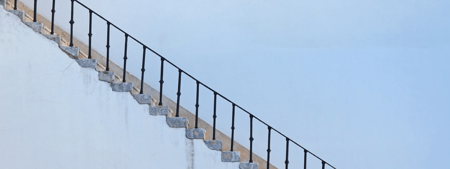 Side view of an old set of stairs