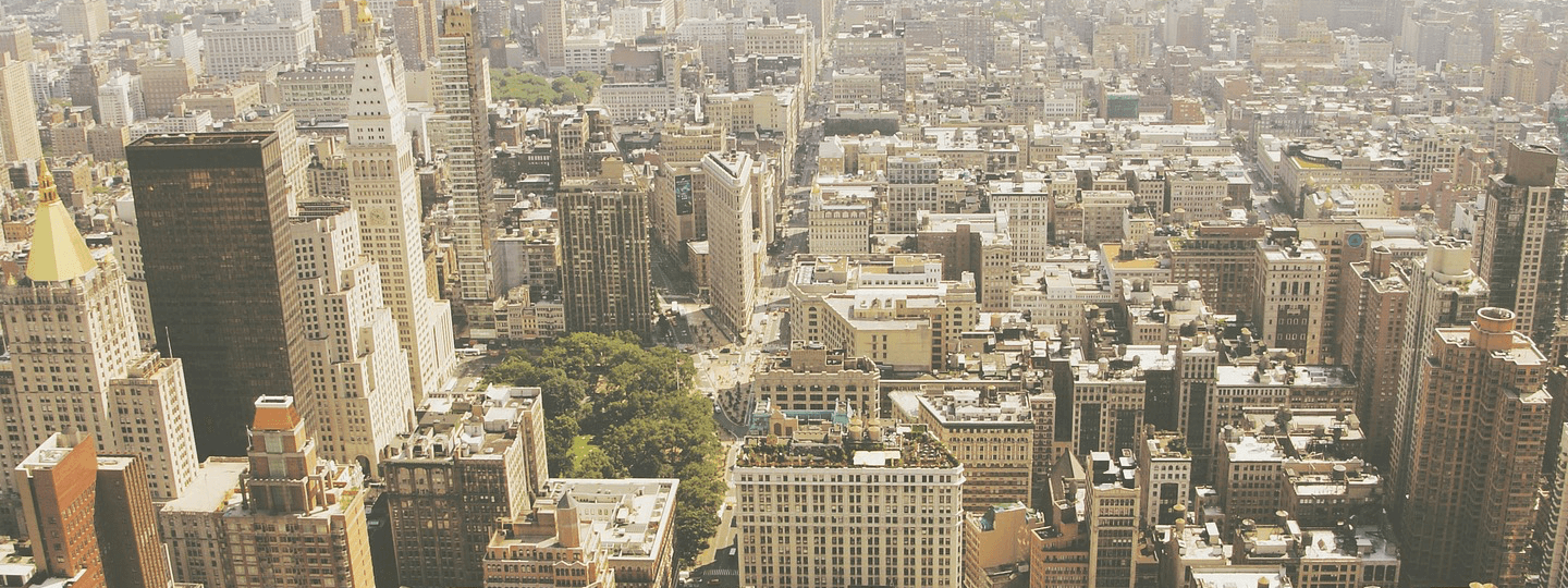 Aerial view of a very large and dense city