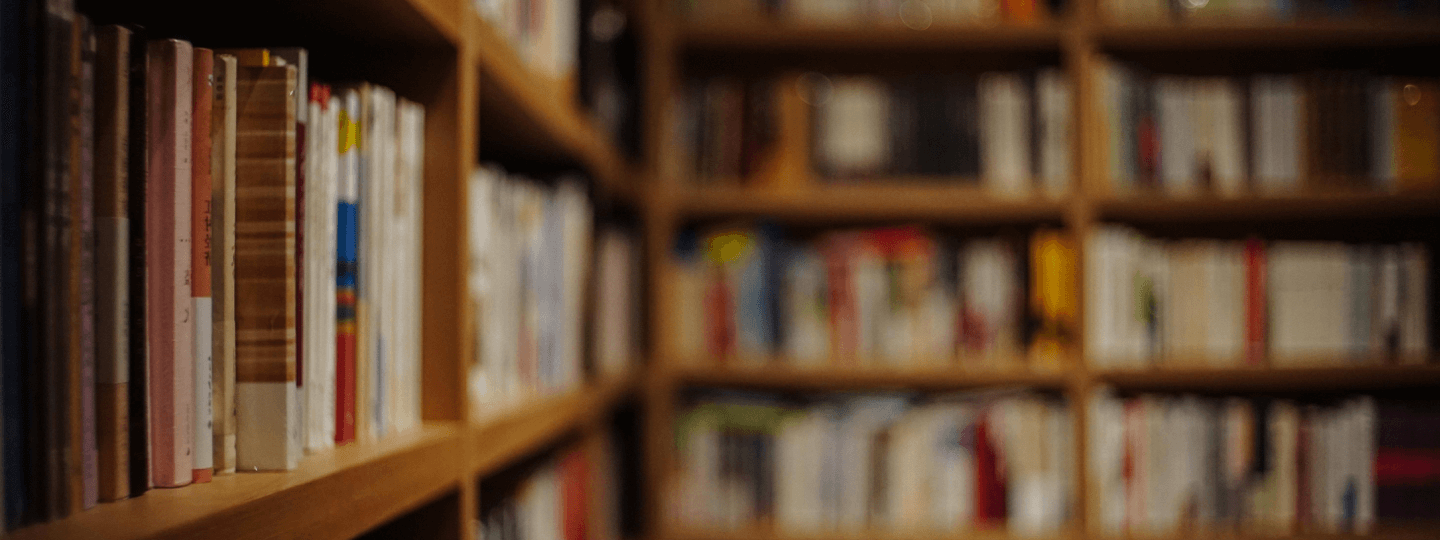 Rows of book shelves filled with books