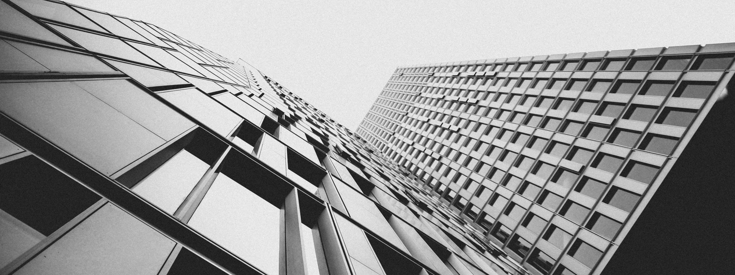 Looking up a large office building