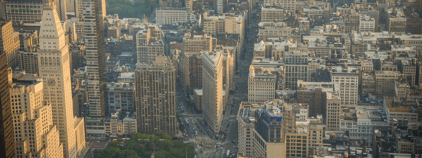 Aerial view of a dense portion of Manhattan