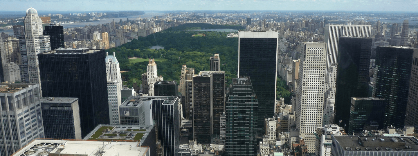 Tall buildings in front of Central Park, Manhattan, New York