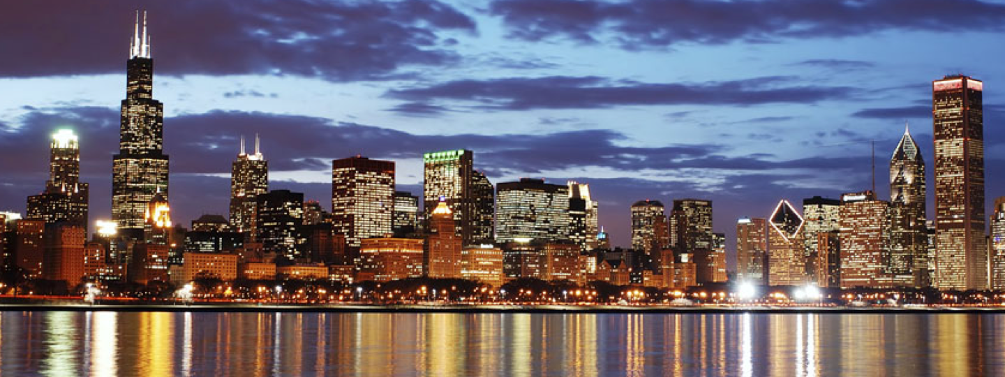 The Chicago skyline at night