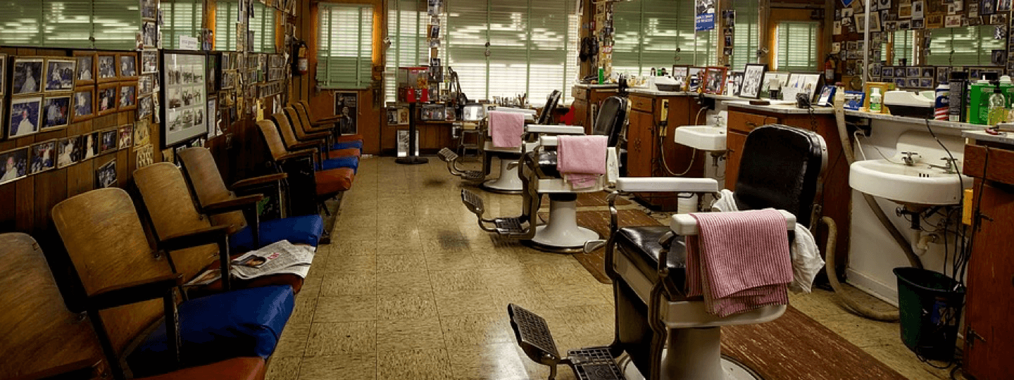 Interior of an empty barbershop