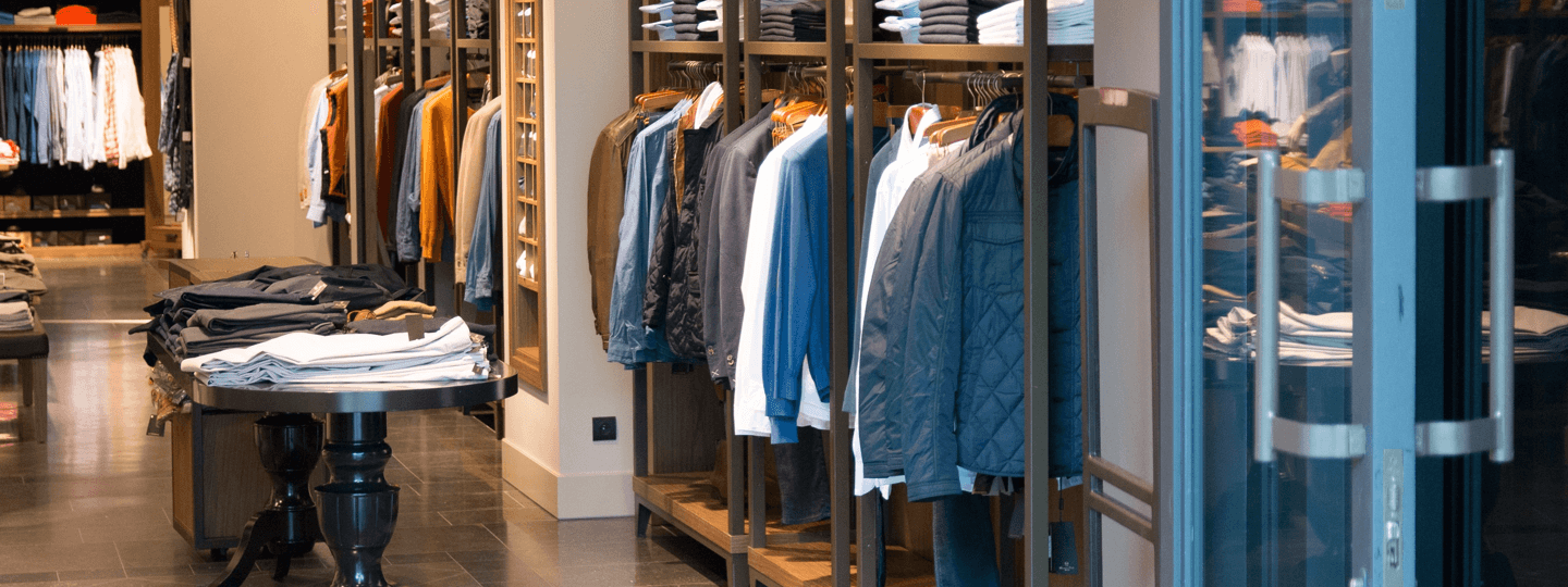 Inside view of an upscale men's clothing store