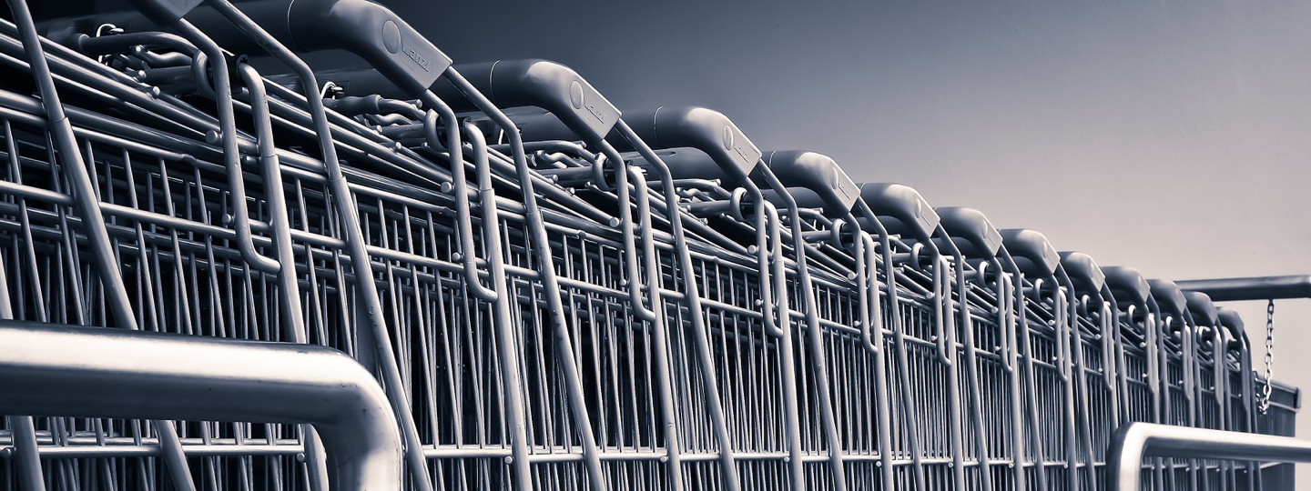 A row of shopping carts