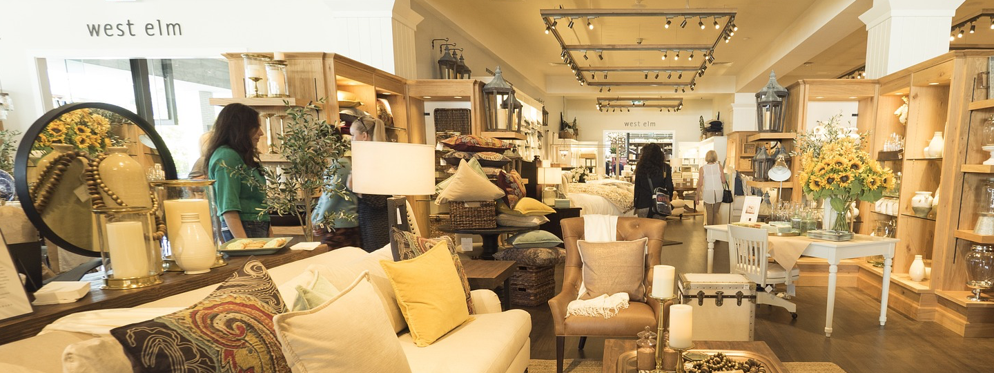 Inside the furniture section of a West Elm store