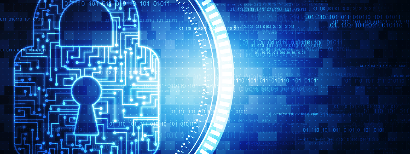 A lock created with circuit board graphics overlaid with numbers