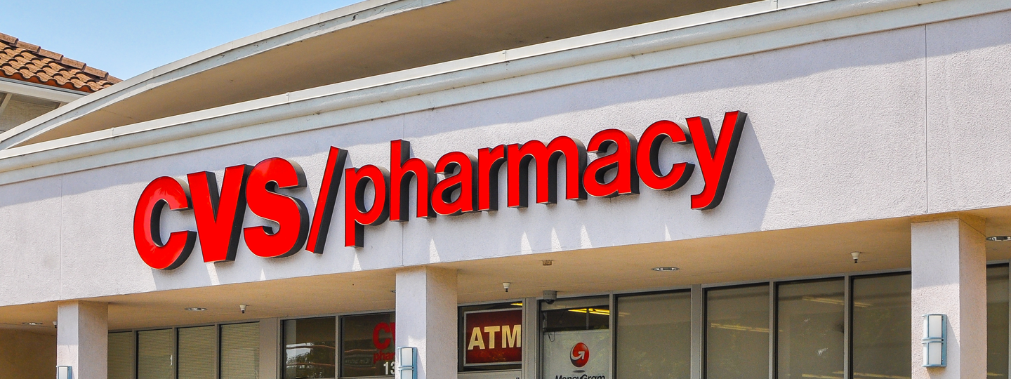 The CVS/pharmacy logo on a storefront