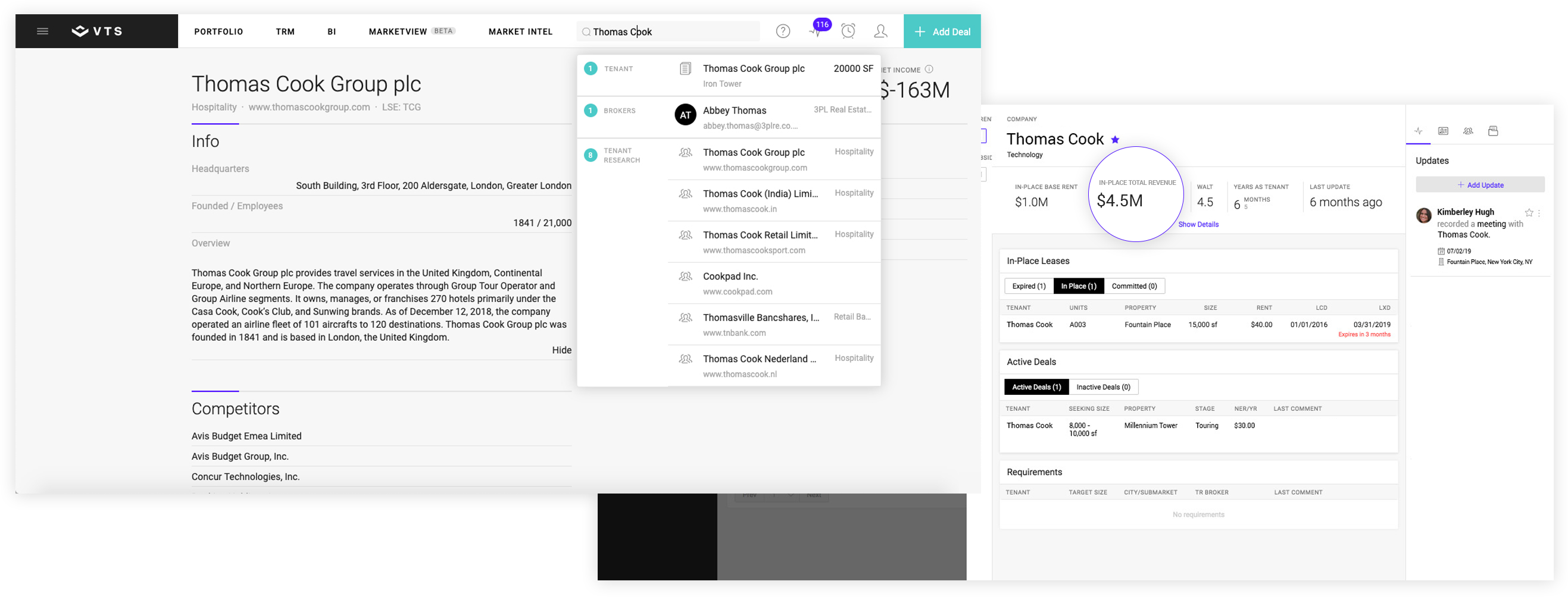 Two screenshots using VTS software